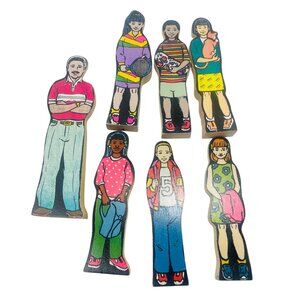 Vintage Inspired Wooden Children Figurines Wedgies Career Lot of 7